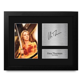 HWC Trading Uma Thurman Kill Bill The Bride Framed Gifts Printed Signed Autograph Picture for Movie Memorabilia Fans - US Letter Size