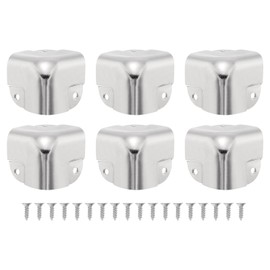 sourcing map 6 Pcs Decorative Box Corner Cover, 37mm Metal Edge Guard, Furniture Corner Edges Protector, Silver