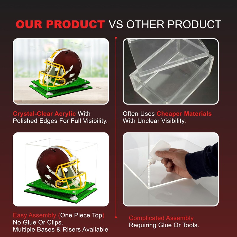 Acrylic Display Case for Full Size Football Helmet Premium Football