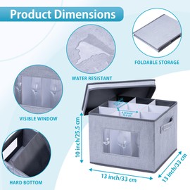 VENO 1 Pack Wine Glass Storage Box with Lid and Handles, China Stemware Storage Organizer, Great for Moving Crystal Glassware Champagne Flute. Dividers for 9 Glasses (Wine Glasses - 1 Pack)