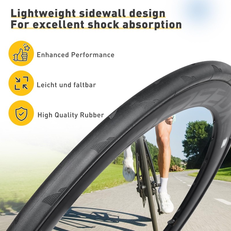 700 x 28C Bicycle Tyres, 28-622 Folding Tyres for Road