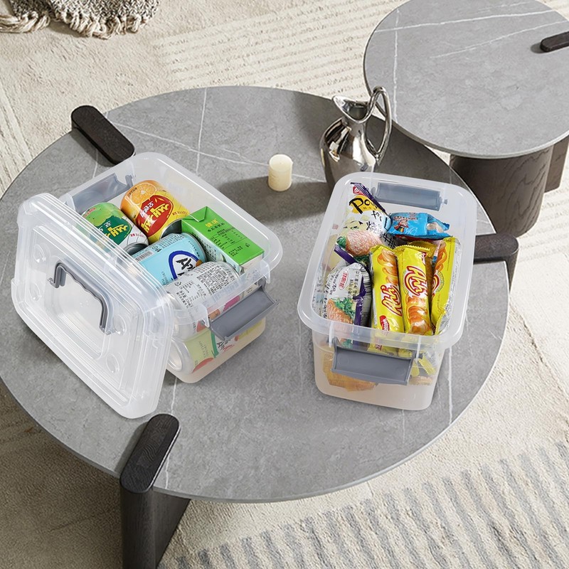 Esdiplot 6 Packs Plastic Storage Container Bins, 5 Quart Clear