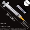 100 Pack 2ml (2.5ml) Plastic Luer Lock Syringa with 25Ga