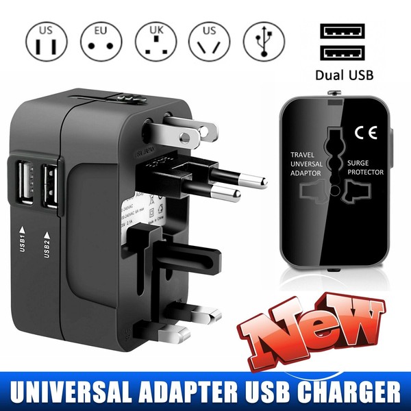 International Universal Travel Power Adapter 2 USB Ports Converter Charger Plug