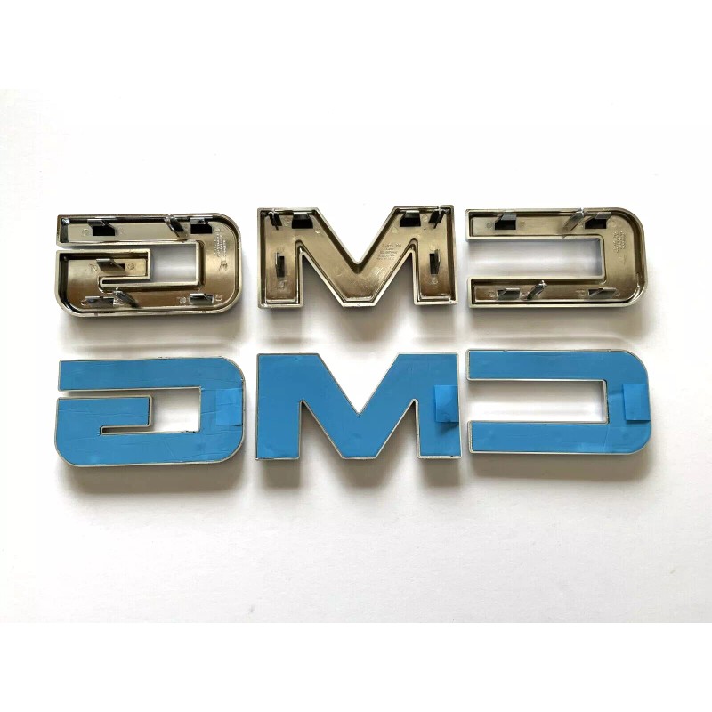 GMC 2 PC Front & Rear Emblem Chrome Black For
