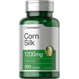 Horbäach Corn Silk Capsules 1200mg | 200 Pills | Non-GMO, Gluten Free | by Horbaach