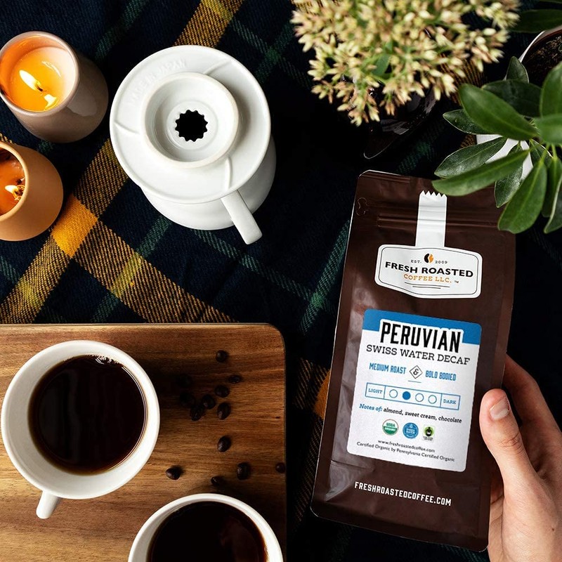 Fresh Roasted Coffee, Fair Trade Organic Peruvian Water-Processed Decaf, 12