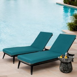 Only choice 2 PCS Set Outdoor Chaise Lounge Cushion, 75 x 24 in Lounge Chair Cushion Water Resistant Fabric for Lawn, Pool, Replacement Seat Cushion for Patio (Blue)