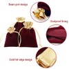 TopTie 50 PCS Velvet Jewelry Pouches with Drawstrings, 4"x4.7" Gold-rimmed
