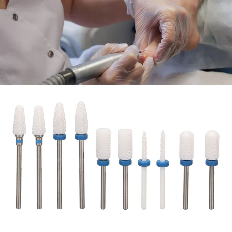 10 Piece Ceramic Nail Cutter Bit Set Manicure Drill Bits