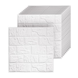 Umedol 40 PCS 3D Wall Panels Peel and Stick Faux Foam 11.8"*11.8" White Brick Wallpaper for Walls 3D Wall Tiles Faux Brick Paneling Self-Adhesive Wallpaper for DIY Interior Wall Decor