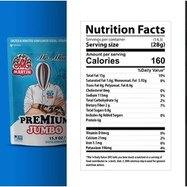 MR. MARTIN Premium Jumbo Salted Sunflower Seeds To Eat, Roasted, Keto Friendly Snack, Kosher, Non-GMO, Vegan – 15.9 Oz.2 Pack