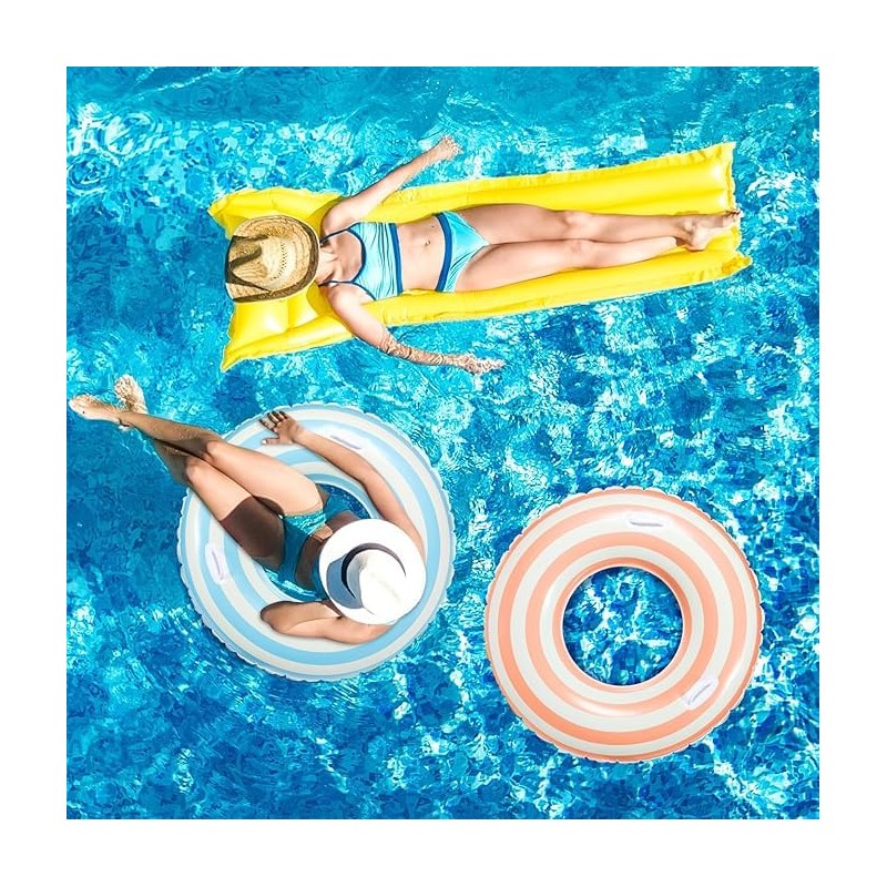 Xinghonyac Inflatable Pool Tubes with Handles - 3Pcs 30"x14" Striped