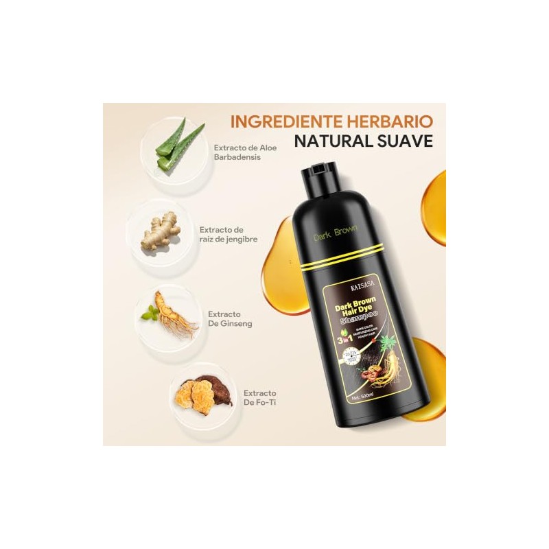 Shampoo para Canas con Tinte, Dark Brown Hair Dye Shampoo
