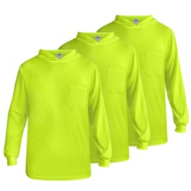TCCFCCT Construction Shirts for Men with Hood Class 3 Long Sleeve Work Shirts for Men Construction, Hi Vis Reflective Safety Shirts for Surveyors, Drivers, Breathable, LMS-Yellow XXL,3pcs