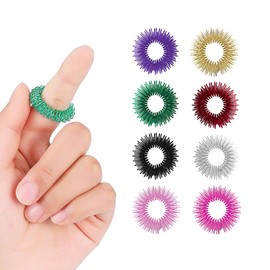 Pack of 8 Acupressure Ring, Acupressure Rings, Massage Rings for Fingers, Finger Massage Rings, for Stress Reducer and Promote Blood Circulation, Finger Massage or Toe Massage