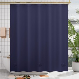 AmazerBath Navy Blue Shower Curtain, Thick PEVA, Heavy Duty Waterproof 72x72 with 3 Weighted Stones and 12 Grommets