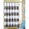 spring Home Waterfall Ruffled Fabric Shower Curtain (Strip White/Sliver)