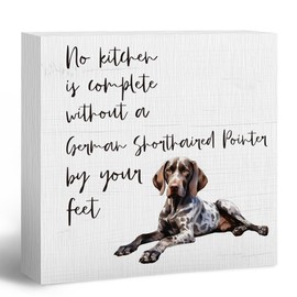 ANIANG German Shorthaired Pointer Gifts Wooden Box Sign, Dog Kitchen Decor, Gifts for Dog Lovers Owners Women, No Kitchen Is Complete without Wood Block Box Sign for Office Home Wall Shelf Decor