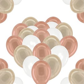 Premium Balloons, Rose Gold, Peach, Pearl White, Metallic, Helium Balloons, Set of 50, 32 cm, Extra Tear-Resistant, Metallic, for Party, Wedding, Stag/Hen Party Decoration, 100% Latex