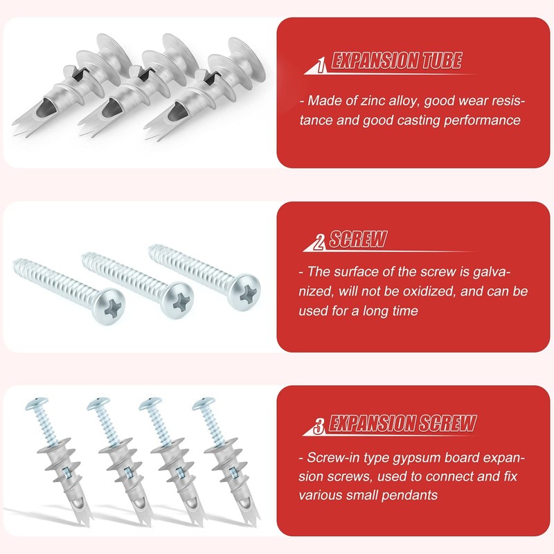 QCQIANG 240pcs Zinc Self-Drilling Drywall Anchors, Anchor and Screw Combination