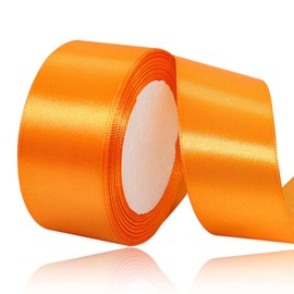 Orange Satin Ribbon 1-1/2 Inches x 25 Yards, Solid Color Fabric Ribbon for Gift Wrapping, Crafts, Hair Bows Making, Wreath, Wedding Party Decoration and Sewing Projects