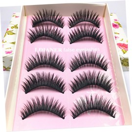 minkissy X-34 Handmade Fake Eyelashes 5 Pairs Long Thick Natural Lashes for Women Reusable Strip Lashes Easy to Apply
