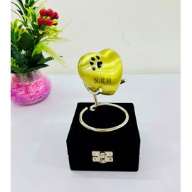 Yellow Heart Premium Cremation Urn With Black Pet Foot Print Design for Ashes Keepsake with Stand Best Gift For Your Love