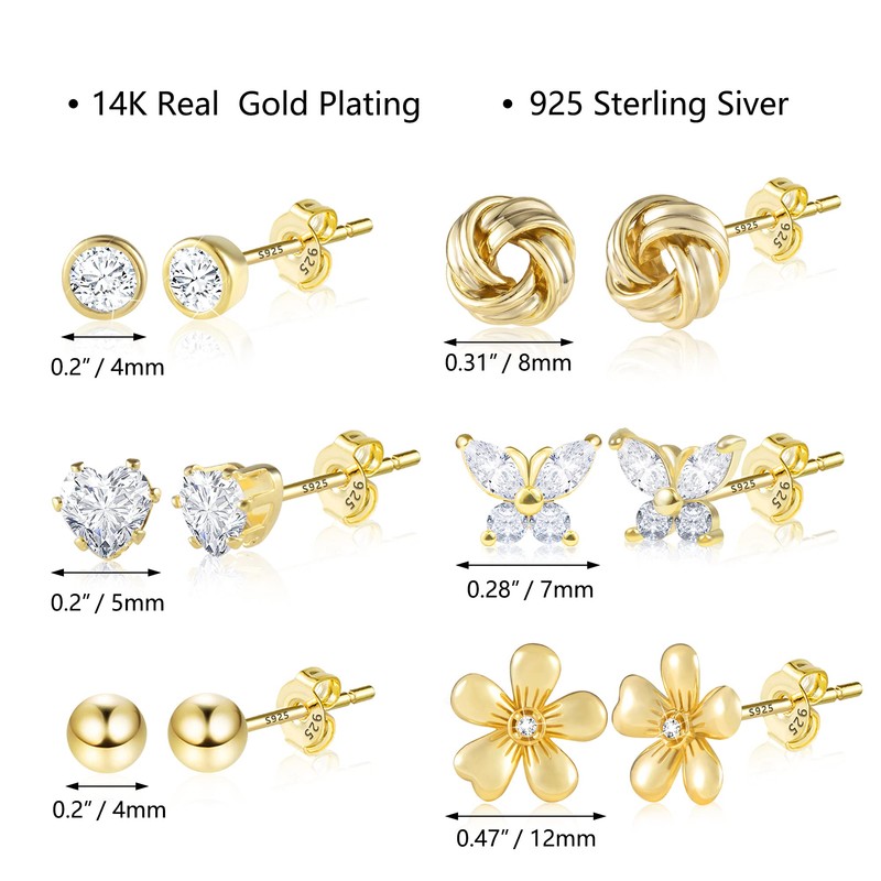 Alexcraft Stud Earrings 925 Silver Earrings Set for Women Multiple