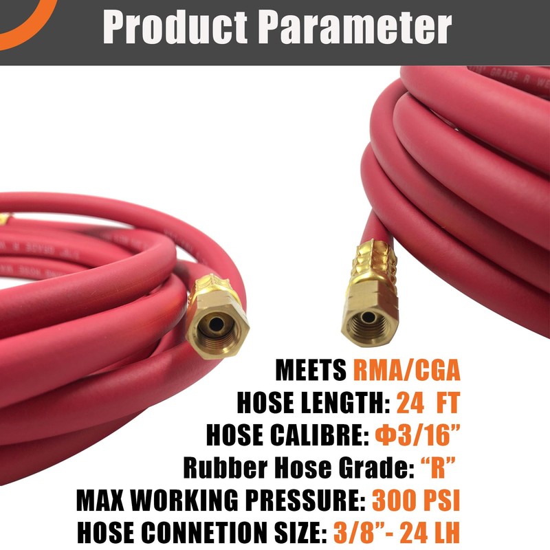 0386-1091 AH-24 Air Acetylene Torch Hose With Lashing Strap, 24FT