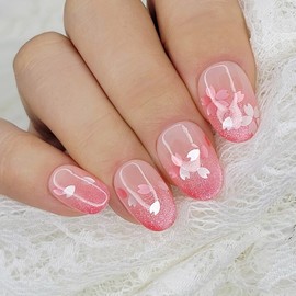 Cherry blossom petal handmade nail tips - lipstick / 벚꽃잎 수제네일팁 - 립스틱