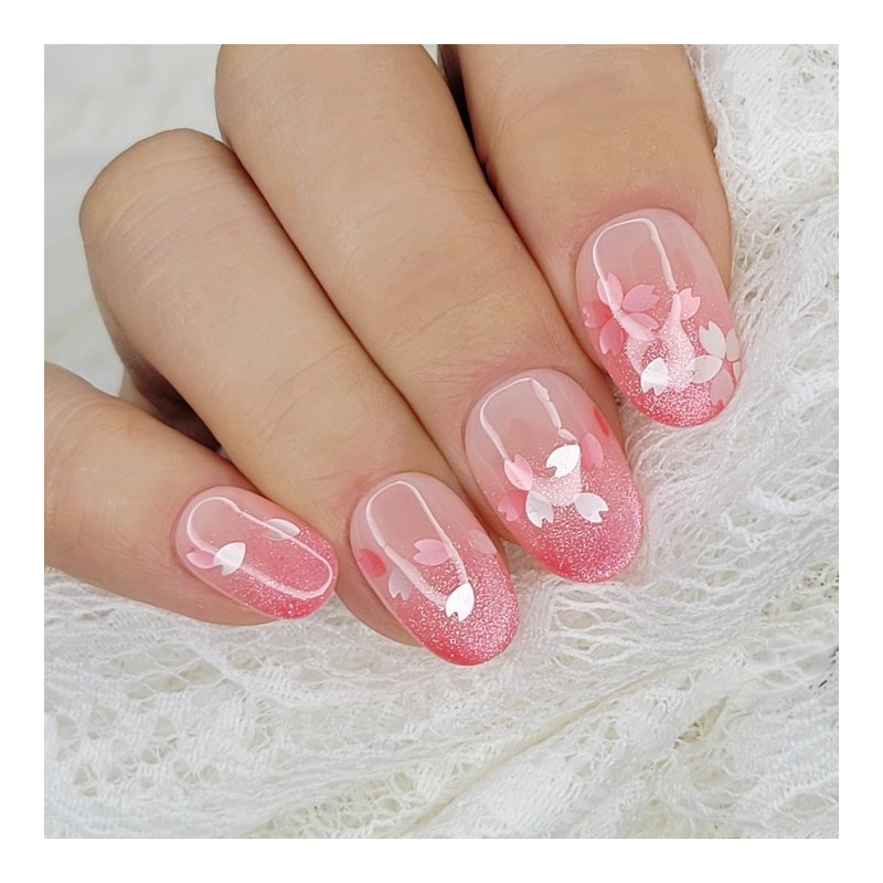 Cherry blossom petal handmade nail tips - lipstick / 벚꽃잎