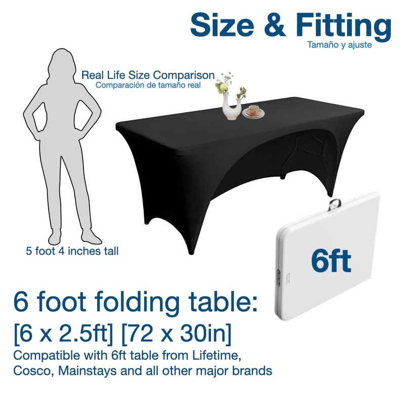 Urby Elastic Table Clothes for 6 Foot Rectangle Tables Fits