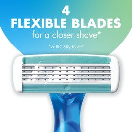BIC Soleil 4 Women's Disposable 4 Blade Razors, Flexible Blades and Rubber Grip Handle, 10-Pack