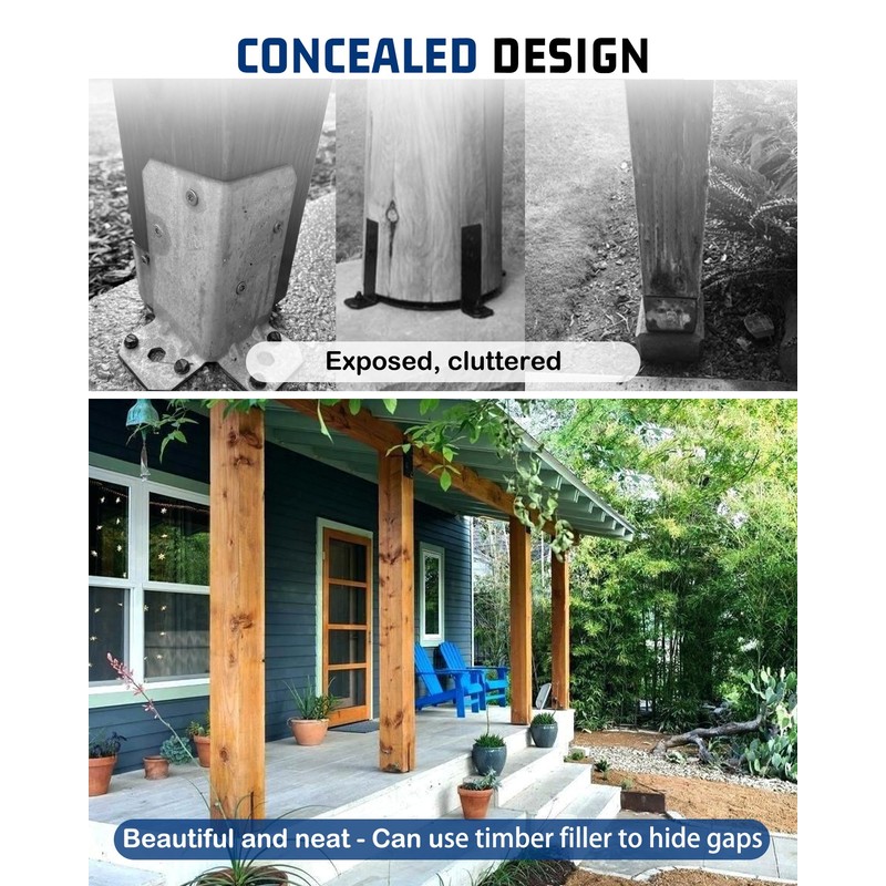 vikofan 6x6 Post Base for Concrete: 2-Pack, Concealed Design, 1-Inch