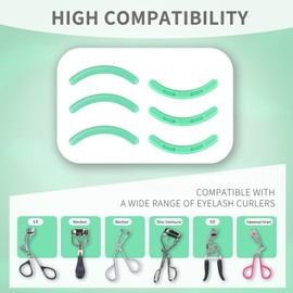 Travel Design Eyelash Curler Refill Pads Compatible with Shiseido,Silicone Soft Rubber Eyelash Curler Refill for Easy Carry,6PCS Green