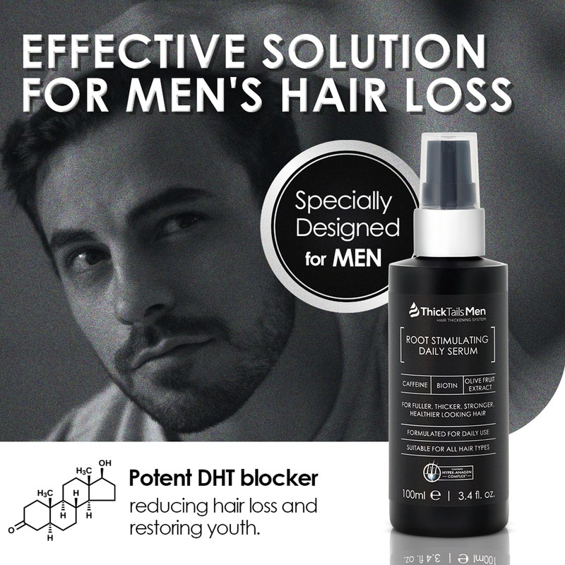 ThickTails Men's Root Stimulating Leave-In Serum, 100ml: Combat Hair Breakage,