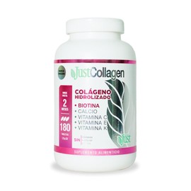 Colágeno Hidrolizado Fórmula Premium 180 Tabletas Sin Azúcar, Sin Grasas, Sin Sodio, incluye Biotina, Calcio, Magnesio, Vitamina C, E y K. Suplemento Alimenticio-Nueva Imagen JustCollagen.
