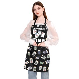 BDPWSS Mahjong Lover Gift Mah Jongg Accessories Mahjong Player Gift It's Mahjong Time Funny Mahjong Themed Cooking Apron (Mahjong time apronCA)
