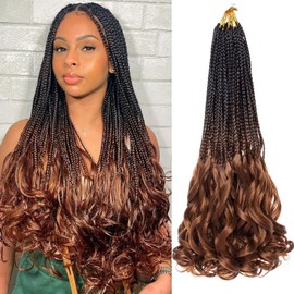 9 Packs French Curl Crochet Braids 18 Inch Bouncy Braiding Hair Pre Looped French curly hair Crochet Braids Hair for Women Box Braids Crochet Hair With Curly Ends(18 Inch, 9 Packs,T30)