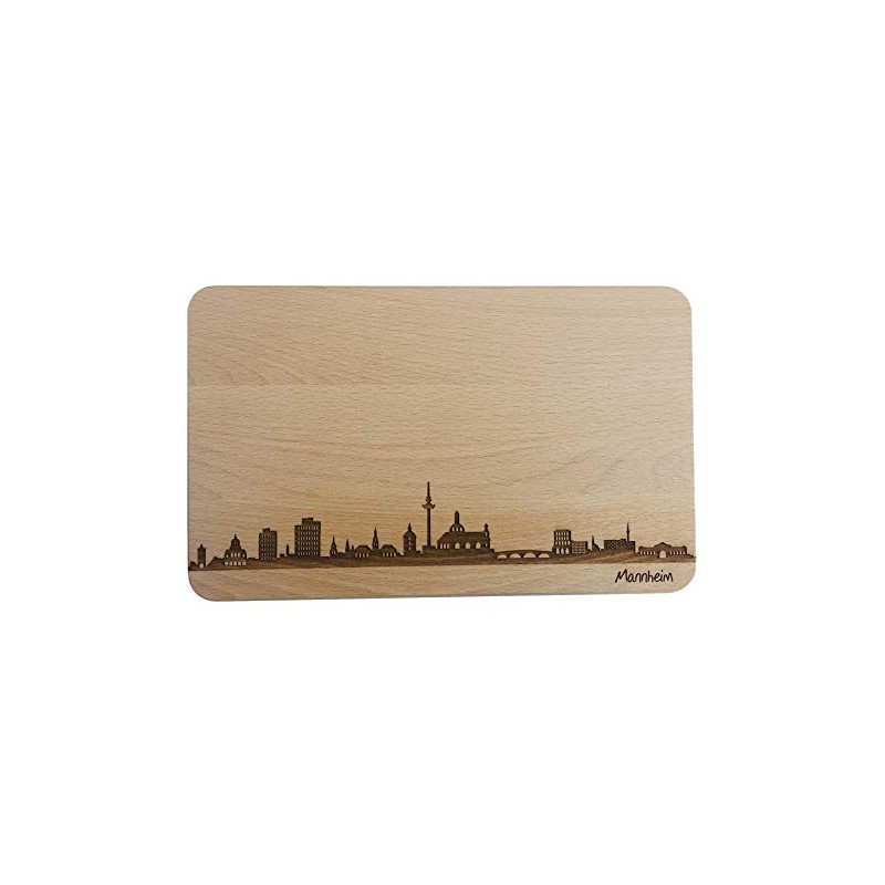 Brotzeitbrett Mannheim Skyline | Beech Breakfast Board | Wooden Chopping