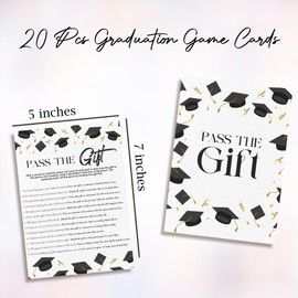 Graduation Party Games 2025 - Pass The Gift - 20 Pcs Graduation Game Cards For Graduation Party High School College Senior School Graduation Party Decorations And Supplies - A01