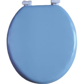 J&V Textiles Soft Round Toilet Seat With Easy Clean & Change Hinge, Padded (Light Blue)