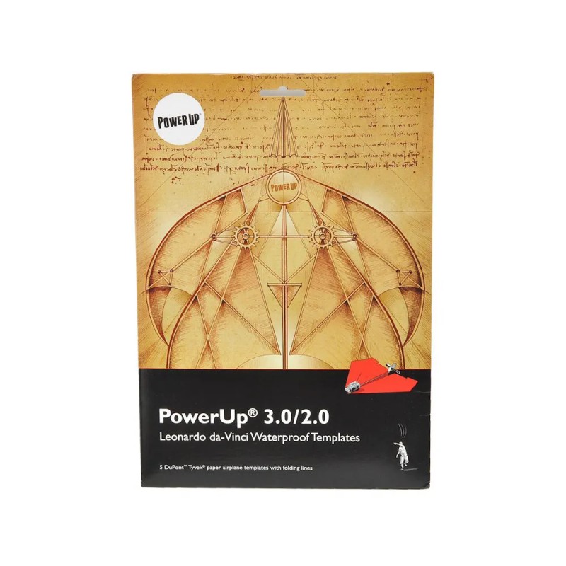 PowerUp Paper Airplane Waterproof Template Only 2.0/3.0 -Leonardo da-Vinci