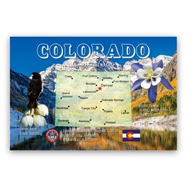 COLORADO MAP postcard set of 20 identical postcards. CO state map post cards. Made in USA.