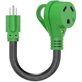 RVGUARD 30 Amp to 110 Volt RV Adapter Cord 12 Inch, NEMA 5-15P to NEMA TT-30R Electrical Power Adapter with LED Power Indicator, Green, ETL Listed