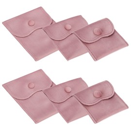 PATIKIL Velvet Jewelry Pouches, 6 Pcs Jewelry Packaging Gift Bags with Snap Button for Bracelet Rings Watch Necklace, (3"x3"/4"x4"/4"x5") Pink