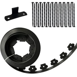 Landscape Edging Kit Black 20 ft Lawn Edging Include 20 Spikes, 2 in Tall Plastic Garden Edging Border for Landscaping, Flower Gardens, Lawn (Black-20ft)