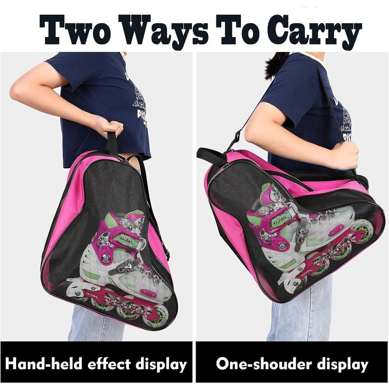 FIBOUND Roller Skate Bag, Oxford Fabric, Pink, 15.35 x 7.87
