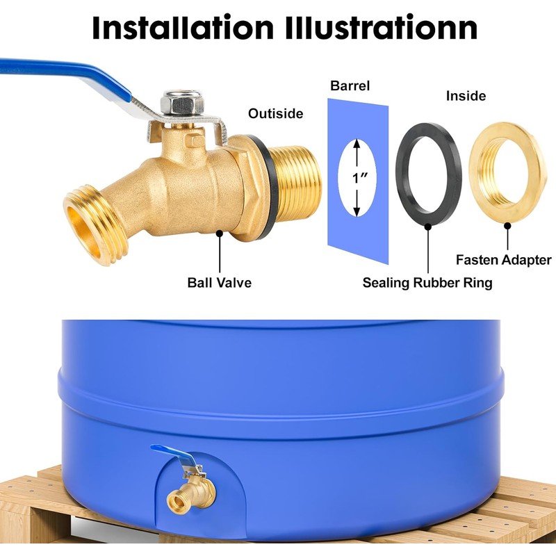 Himaweek Brass Water Container Rain Barrel Spigot - 3/4" GHT